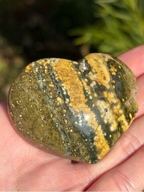 Ocean Jasper Crystal Puffy Heart Carving with Natural Imperfections (OBJ)